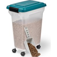 Iris Ohyama Contenedor pienso con ruedas, 20L/7.5kg, Azul, Contenedor comida perro, Pienso gatos, Hermética, para Mascotas, Transparente, Pet Food Container, Dog Food Storage, Libre de BPA, ATS-M