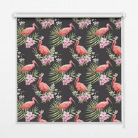 Tenda a Rullo Interna per Finestra - Tenda Filtrante Luce - Tenda Privacy - Tenda Decorativa Rettangolare - Rullo per Interni - (140 cm x 140 cm) - Fenicotteri sulle piante