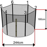 Filet Trampoline 244cm - 6 Barres - hauteur 180 cm - Fourreau Extérieur
