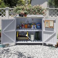 Aoxun meuble de rangement de jardin en bois, armoire à outils avec plateau galvanisé et étagère réglable, établi de rempotage pour outils de jardin, 56 x 26.5 x 106 cm, gris