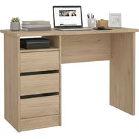 Bureau Huaning, 3 tiroirs, Structure en bois mélaminé, 48,5x110x76h cm Chêne brun