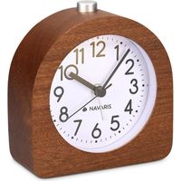 Réveil analogique en Bois - Horloge à Aiguilles Classique avec Fonctions Heure Alarme Snooze lumière - Bois foncé