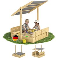 Spielwerk Sabbiera con Tetto Veranda Protezione UV 50 Legno Ecologico Sandbox per Bambini Gioco Esterno Playhouse Toni (de)