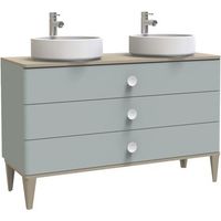 ONDEE ZEN - Meuble de salle de bain à poser NEMOO plan à poser - L120cm - Vert d'eau - Laqué