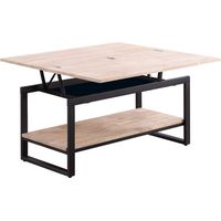 Mesa centro elevable y extensible Steve acabado roble nordish y negro, 47 cm(alto)100 cm(largo) 45-90 cm(ancho)