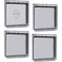 Wand-Schalterabdeckung, Typ 86 Reversible Wandsteckdosenabdeckung Wasserdicht, Ultra-Dünn Ohne Bohren Steckdosenabdeckung für Badezimmer, Schlafzimmer, Küche, Außenbereich, 4 Stück