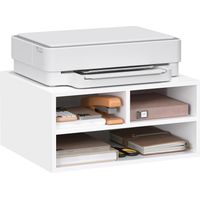 WOLTU Soporte para Impresora de Escritorio, Soporte de 3 Compartimentos, Porta Documentos, Organizador, Blanco