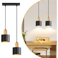 GBLY Pendelleuchte Esstisch E27 2 Flammig Vintage Schwarz Gold Höhenverstellbar Hängeleuchte Kücheninsel Essbereich Ohne Leuchtmittel