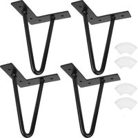 BUNTHAUS Set mit 4 industriellen Haarnadel-Tischbeinen, 10 cm / 6 Zoll, Tischstütze aus Schmiedeeisen, schwarze Metallmöbelbeine für Couchtische, niedrige Schränke, TV-Ständer