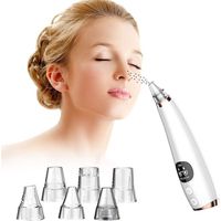 Kit d'extraction de points noirs et de boutons (7 pièces) pour le nez et le visage, comprenant un extracteur de points noirs, de comédons et d'acné, ainsi qu'une pochette en cuir (argenté).