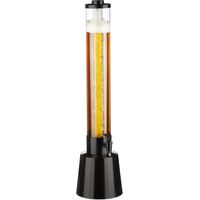 Relaxdays Distributeur de boisson avec robinet, 3 l, réservoir à glaçons, pour jardin, transparent et noir