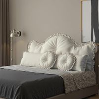 VERCART Grande cuscino per testiera letto, cuscino da lettura, cuscino lungo per lo schienale del divano con 1 cuscino arrotolabile per il collo e 2 cuscini rotondi,Bianco,140CM