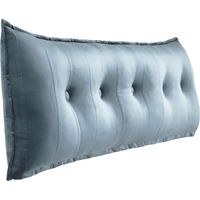 VERCART Grand Oreiller de Lit Décoratif, Coussin de Lecture Capitonné de Boutons, Oreiller de Corps pour Dormeur Latéral, Gris Velours, 160 x 8 x 50 cm