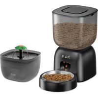PUPPY KITTY PRO 3L Distributeur Croquette, Batterie jusqu'à 180 Jours, Vocal 10S, avec Fontaine à Chat 2L Gratuite, Noir