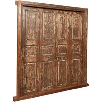 Biscottini – Porte coulissante médiévale en teck massif 194 cm – Cadre en fer traité pour extérieur – Dimensions 218 cm x 16 cm – Antiquité unique