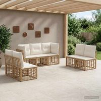 vidaXL Outdoor Sofa Set Natural Poly Rattan