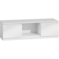 TIVOLI - Modern TV stand - 140x40x36cm - 2 niches + 2 doors - TV/audio storage - Gloss white