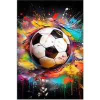PÓSTER Fútbol - Pintura - Colores - Negro - Blanco Pared Decoracion Grande 80x120