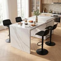 Lot de 2 tabourets de bar – Réglables en hauteur, pivotants 360°, avec dossier et repose‑pieds, noir – Design moderne pour cuisine ou bar