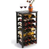 Wine Rack, Walnut Wood, Holds 28 Bottles, Horizontal Storage