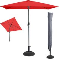 L'estate indispensabile: Ombrellone inclinabile rosso + custodia anti-UV + base in cemento 25Kg