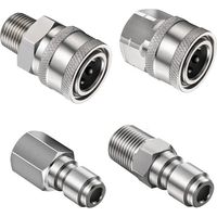 Set mit 4 Hochdruckreiniger-Anschlüssen, 3/8 Zoll NPT-Schnellkupplung, Hochdruckreiniger-Anschlüsse mit Innengewinde (silber)