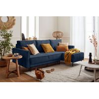 Charlie – ecksofa beidseitig montierbar – 4-sitzer – mit schlaffunktion und bettkasten – aus cord - marineblau