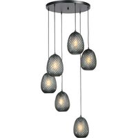 Lampe suspendue noire Pineapple 6 lumières avec verre fumé - 2292-05-05-50-6