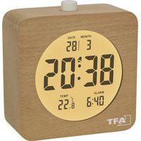 TFA Dostmann 60.2049.05 à quartz Réveil marron, hêtre Heures de réveil 1 grand écran