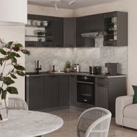 Cuisine en angle Fame-Line, Gris foncé, 190x60cm , PT Marbre, Vicco