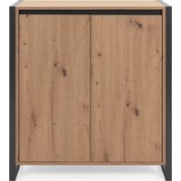 Buffet 2 portes 80x40x88 cm en panneaux de particules chêne clair et anthracite – Design minimaliste pour intérieur moderne