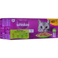 Aliment gélifié pour chats WHISKAS MIX saveurs 80 x 85 g