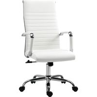 Chaise bureau simili cuir blanc ergonomique pivotante hauteur ajustable équipement bureau moderne