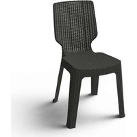 Sedia T-Chair Resina Effetto Rattan Colore grafite - Misura 39x48x68h cm - Impilabile - Keter