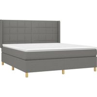 vidaXL Giroletto a Molle con Materasso Grigio Scuro 160x200 cm Tessuto