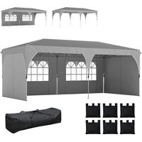 Gazebo Pieghevole 3x6 m con Pareti e Altezza Regolabile, Protezione UV 50+, Grigio Chiaro