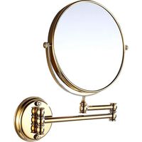 20 cm großer, faltbarer Retro-Schminkspiegel zur Wandmontage für Badezimmer, teleskopierbarer Falt-Schönheitsspiegel (Gold)