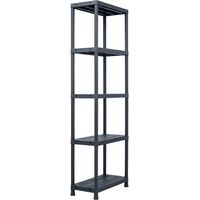 Toomax Universal 63-5 Scaffale salvaspazio a 5 ripiani in plastica resistente nera 60x30x180h cm, struttura componibile da garage, cucina o esterno, ideale per organizzare attrezzi e utensili
