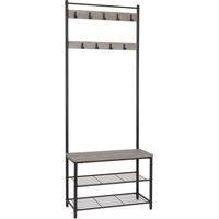 Meerveil Appendiabiti da Terra, Metallo, Grigio, 70 x 32 x 175 cm