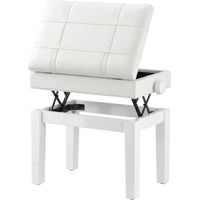 Banc de piano - HOMCOM - banc clavier réglable compartiment caché rembourré PU stable - bois massif - blanc