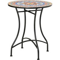 Tavolo da giardino tondo Ø60cm métal mosaïque rouge
