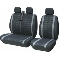 CHOYCLIT Autositzbezüge, universell passend für die meisten LKW-Van-Busse, Vordersitze 1+2 (3 Sitze), universelle Sitzbezüge, komplettes Set, Bezug, waschbarer Stoff, Grau