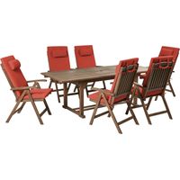 Gartenmöbel Set 6-Sitzer AMANTEA PREMIUM Rot Akazienholz