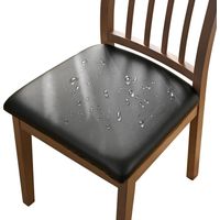 Paquete de 4 fundas elásticas de piel sintética para sillas, impermeables, extraíbles y lavables, para comedor, cocina, boda, jardín, oficina (negro, 4 unidades)