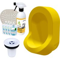 Urinoir sans eau mural TI'PI jaune + kit valve bec de canard + pack entretien