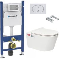 Geberit – Pack bâti-support WC suspendu 112cm – Cuvette sans bride – Abattant ultra-fin softclose – BREVISGEB3