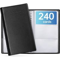 Porte-cartes en cuir synthétique, capacité 240 cartes, noir, pour homme et femme.