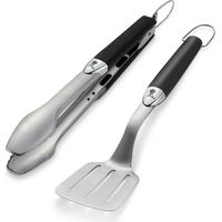 Weber 6645 Set Posate Barbecue 2 Pezzi Pinza e Spatola Acciaio Inox Lavabili in Lavastoviglie