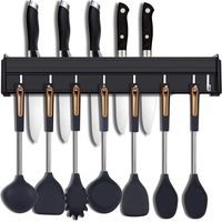 Kitchen Utensil Holder with Hooks, Wall Mounted Kitchen Utensil Rack, Kitchen Wall Mounted Pot Holder for Knives, Wall Hanging Pot Holder