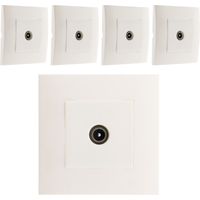 Lot de 5 prises TV montés module large - Blanc - Simplea